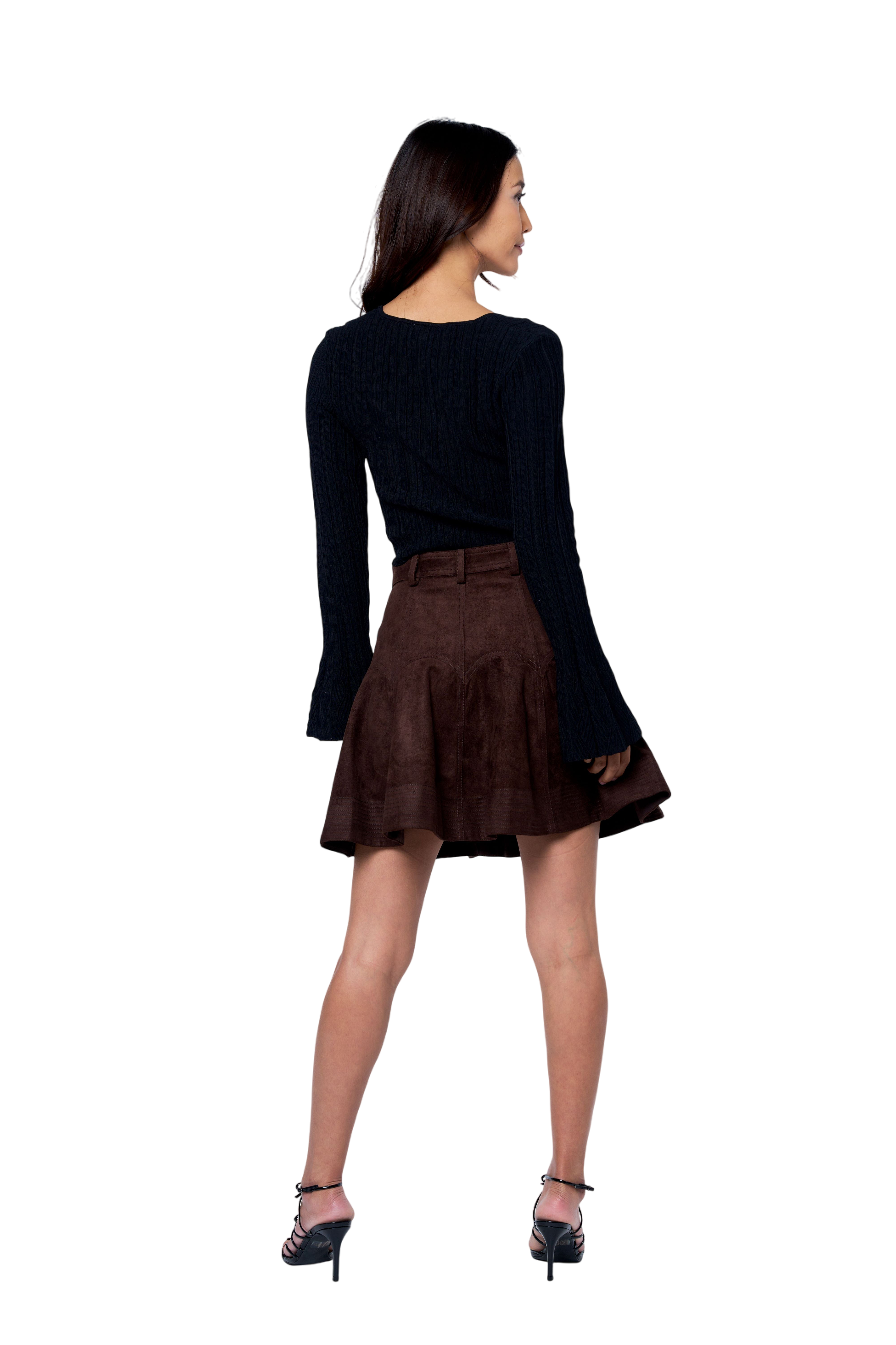 Tiffany High Waisted Fauz Suede Skirt