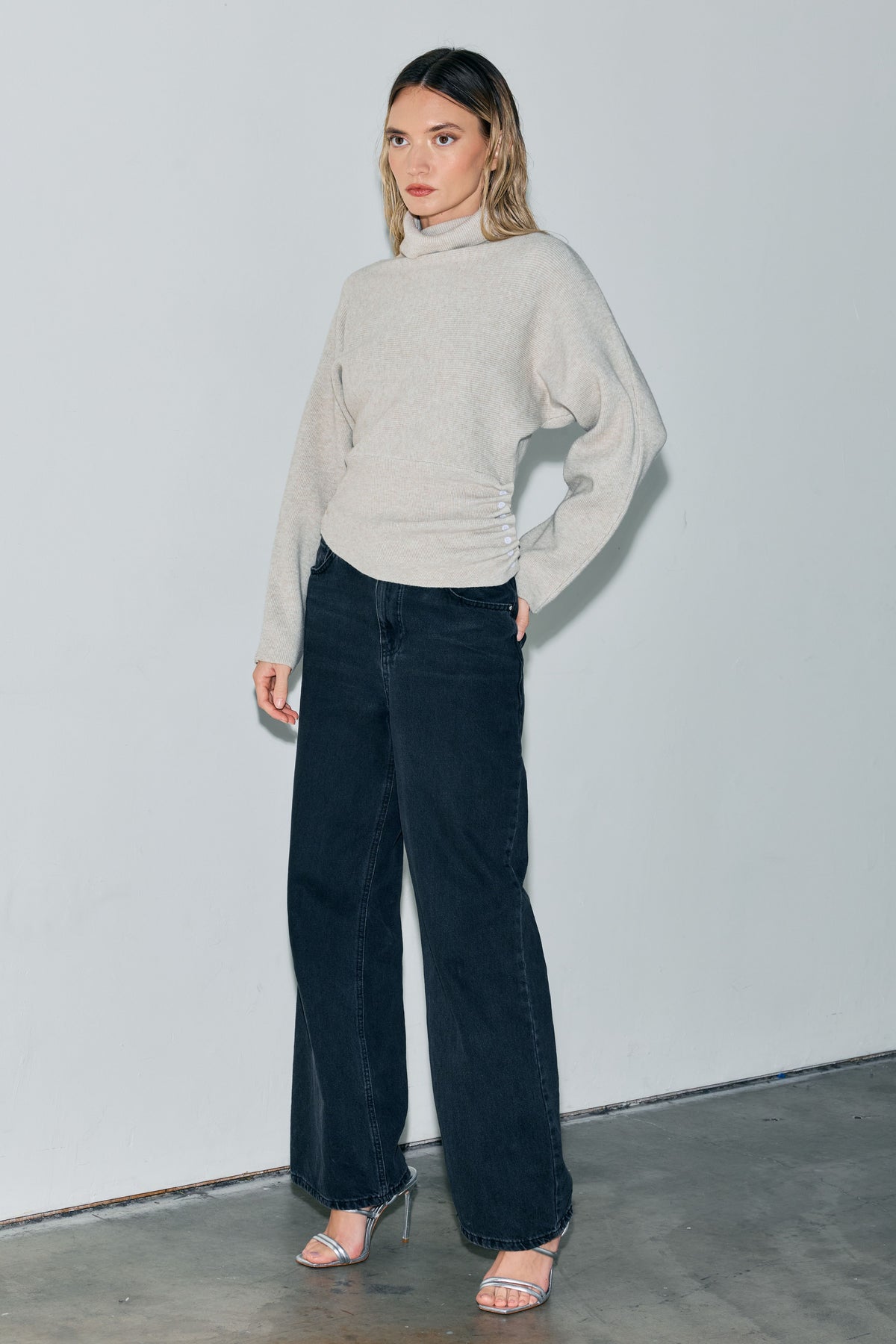 Casanita	Button Detail Turtleneck Sweater
