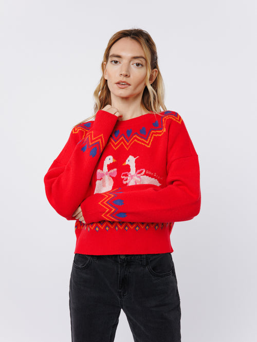 Load image 1 in gallery view. Neve Silly Goose Long Sleeve Sweater