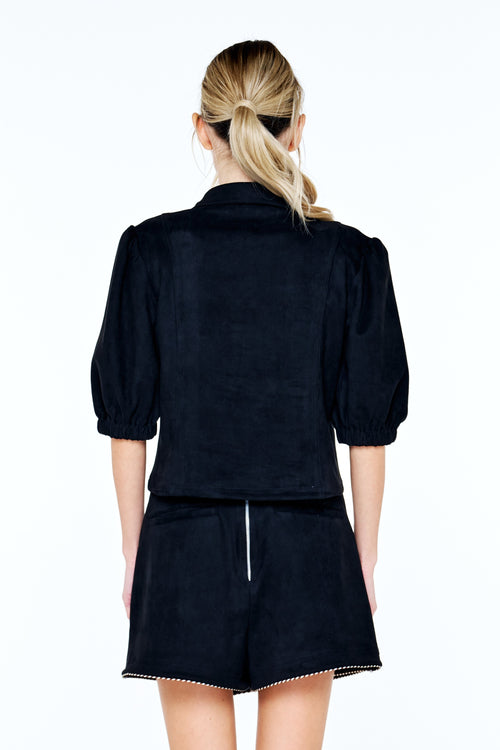 Cargar la imagen 1 en la vista de la galería. Vynessa Piping Detail Faux Suede Top