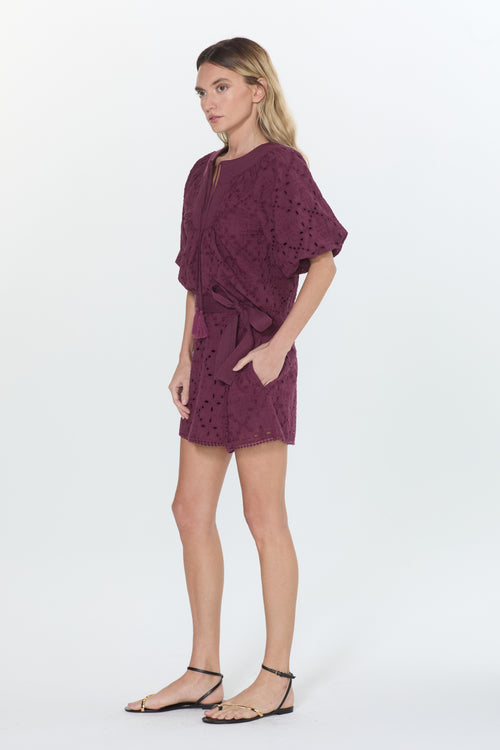 Cargar la imagen 1 en la vista de la galería. Amani Embroidered Eyelet Tie Waist Skort