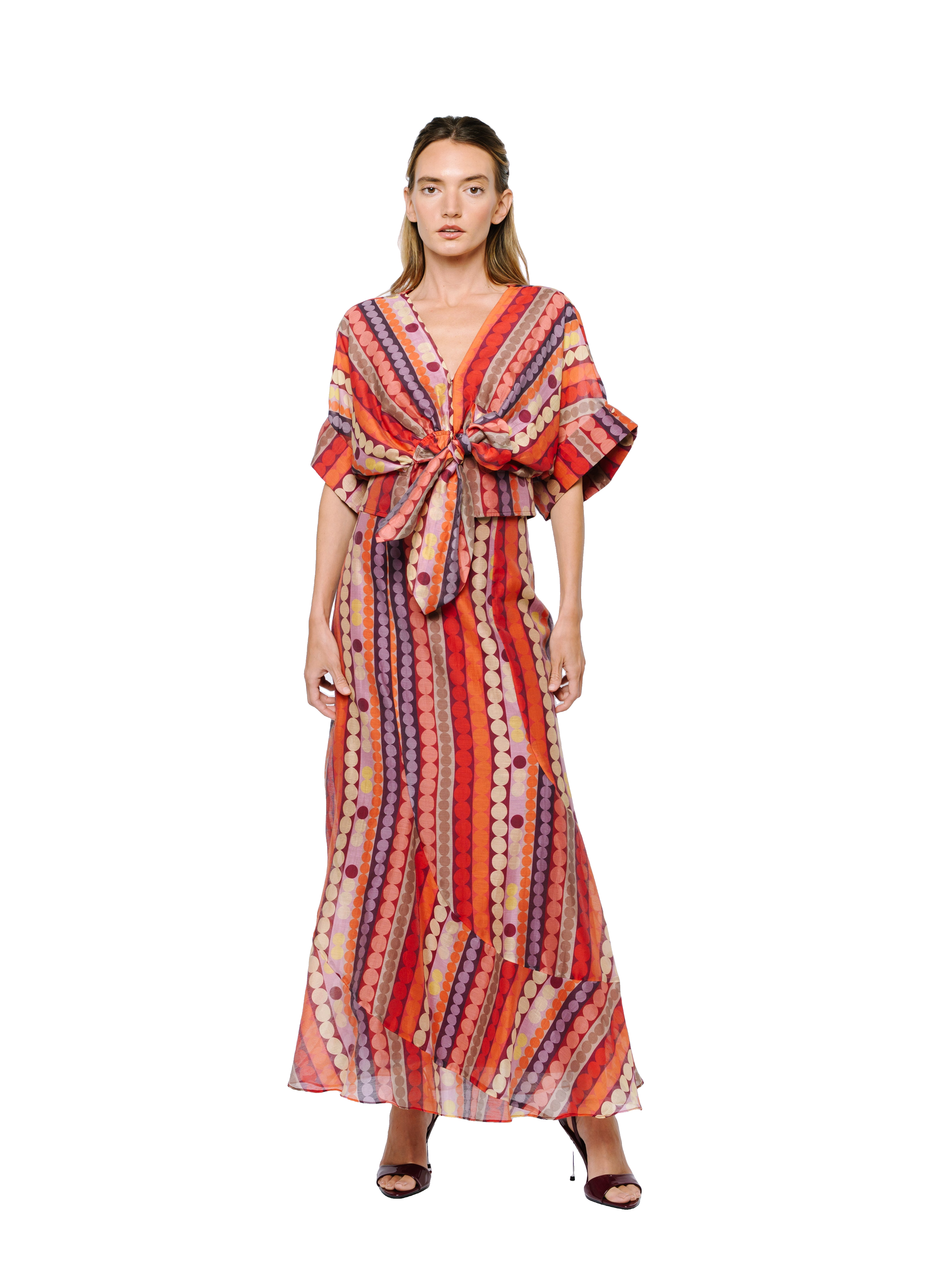 Riley Striped Polka Dot Maxi Skirt