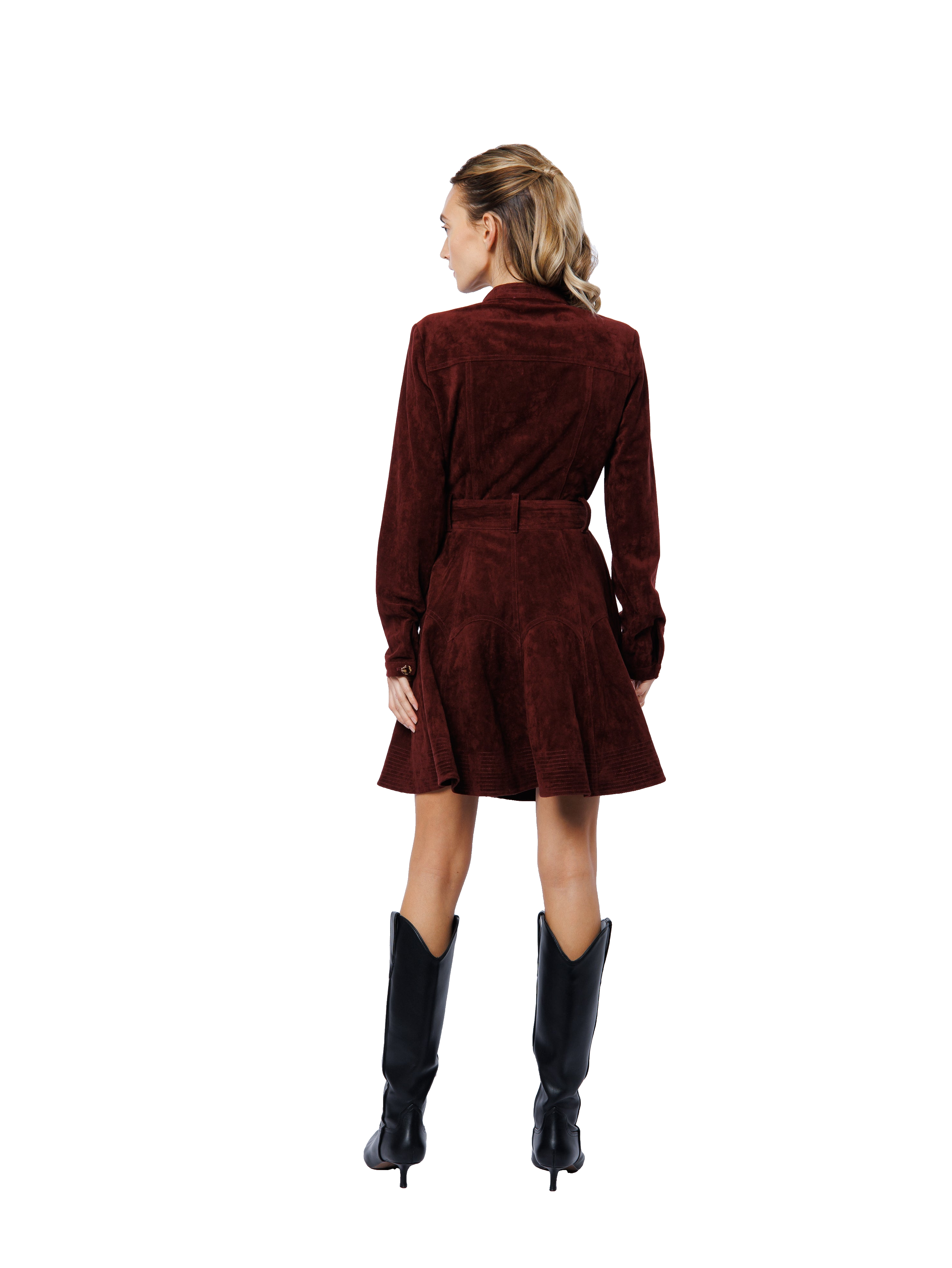 Laurie Faux Suede Long Sleeve Mini Dress