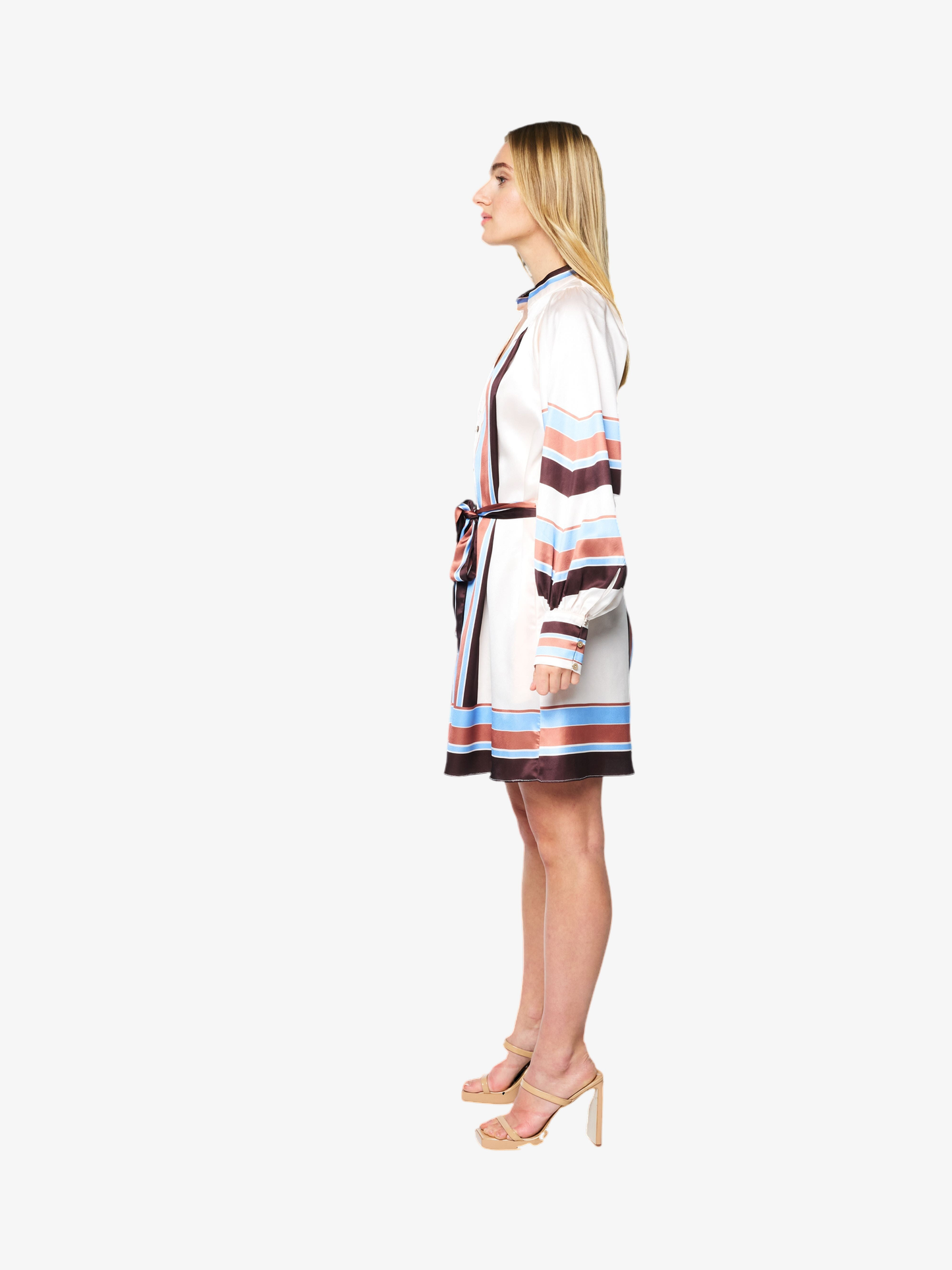 Jessie Satin Long Sleeve Shirt Dress