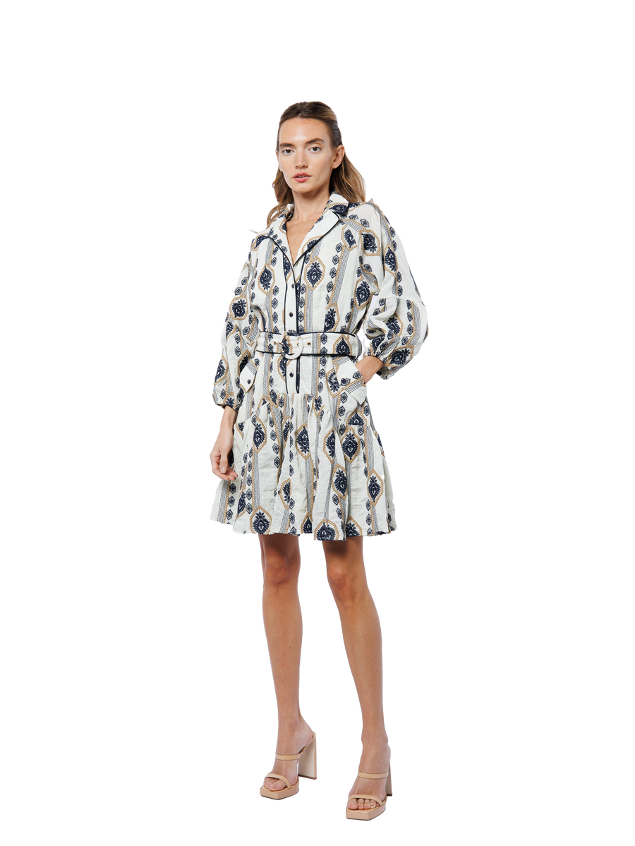 Jasper Embroidered Long Sleeve Shirt Dress