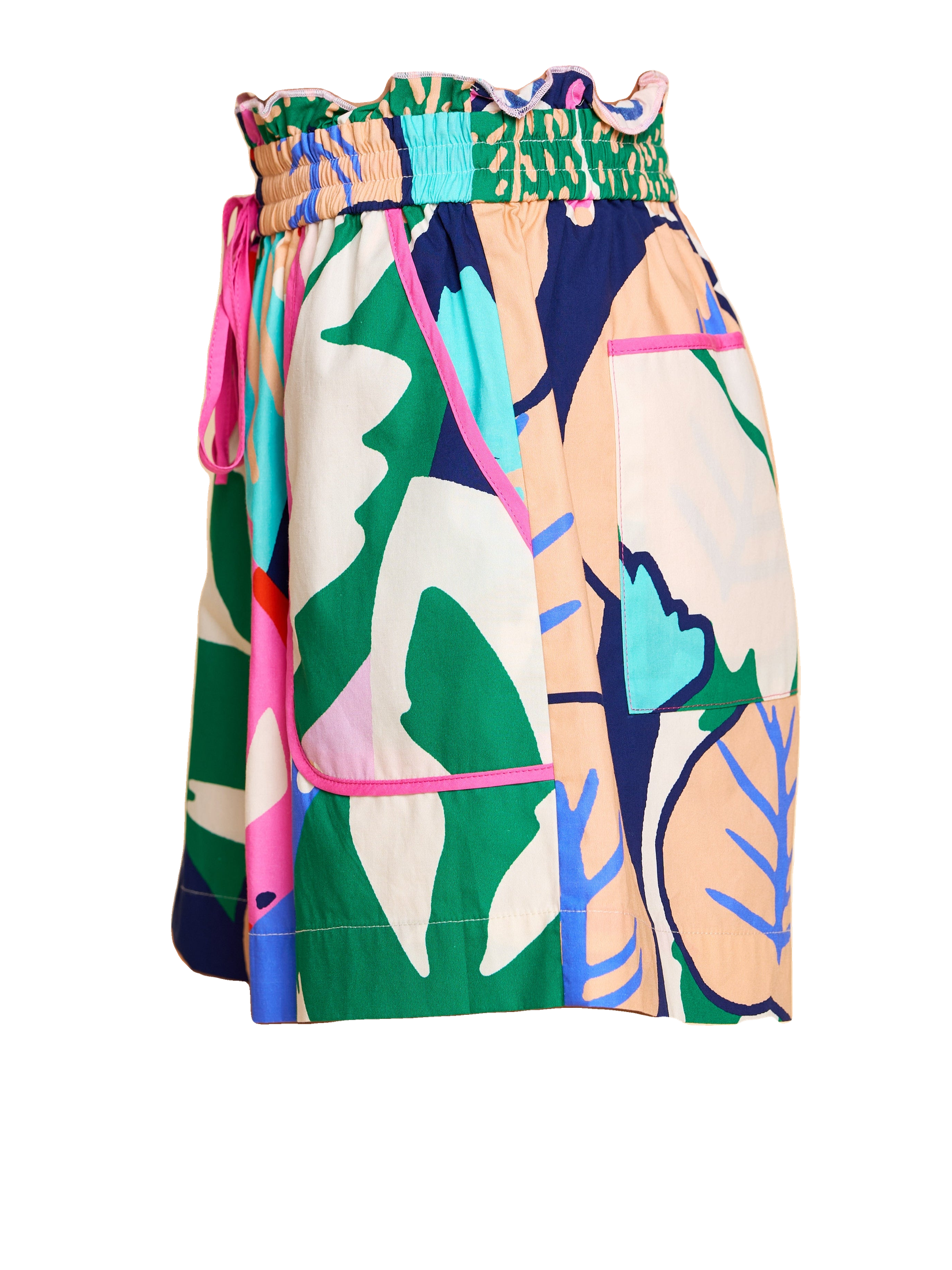 Kaiya Abstract Print High-Waisted Drawstring Shorts